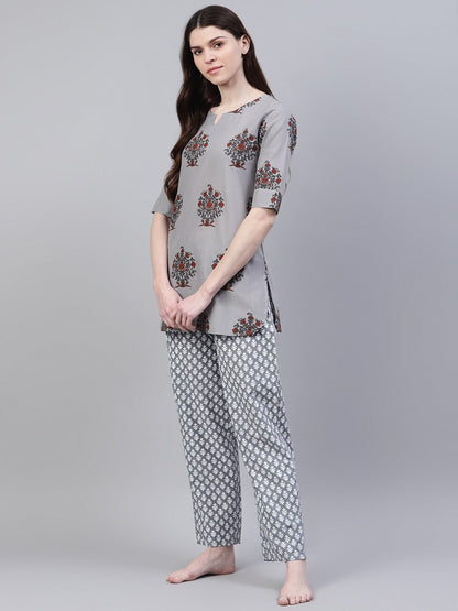 Cotton Floral Print Night Suit Set (Pre-Order)