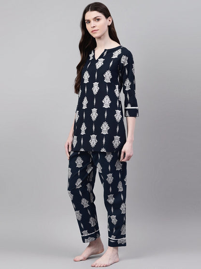 Cotton Floral Print Night Suit Set (Pre-Order)