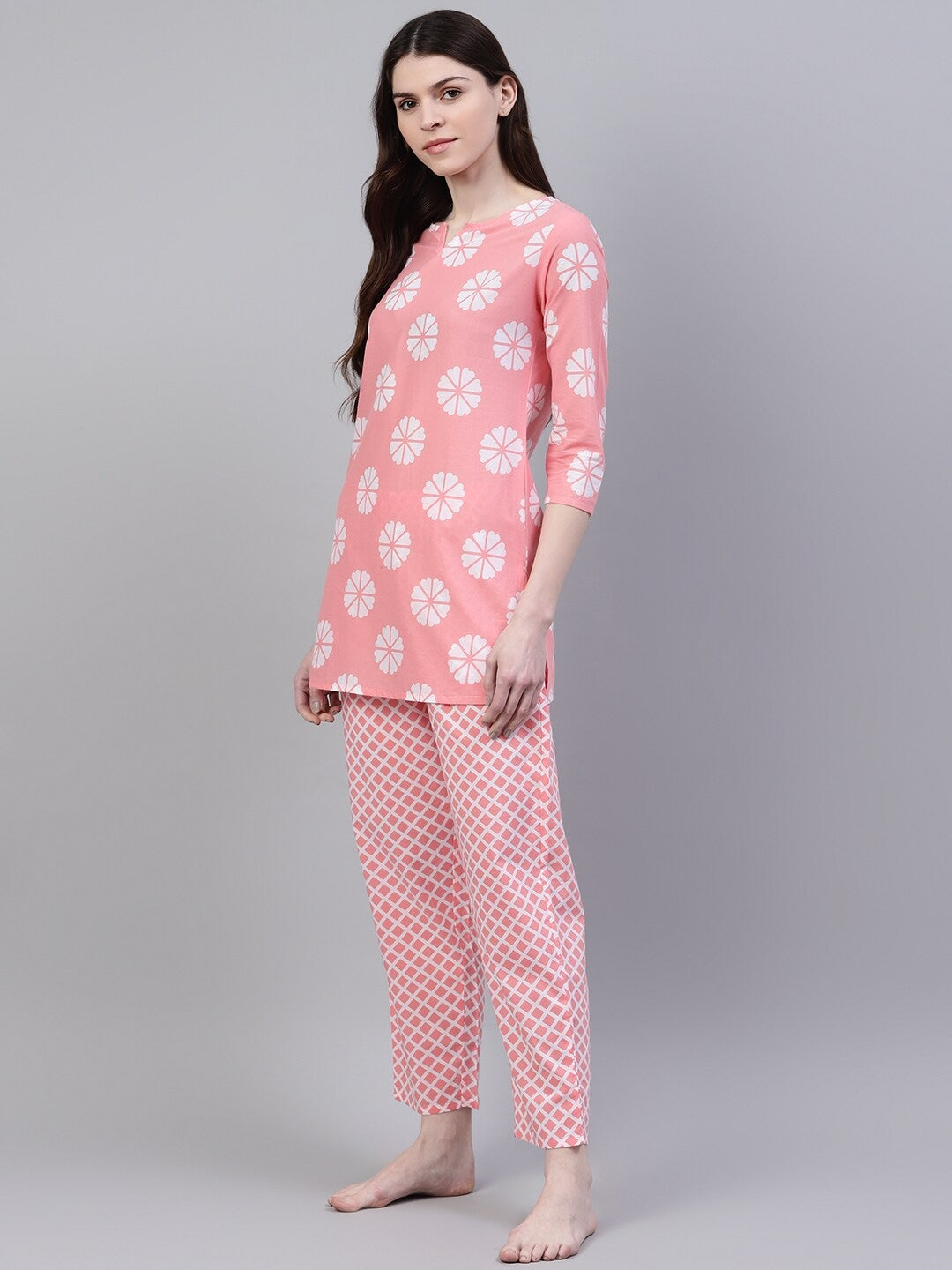 Cotton Geometric Print Night Suit Set (Pre-Order)