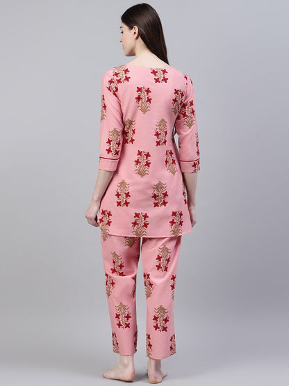 Cotton Floral Print Night Suit Set (Pre-Order)
