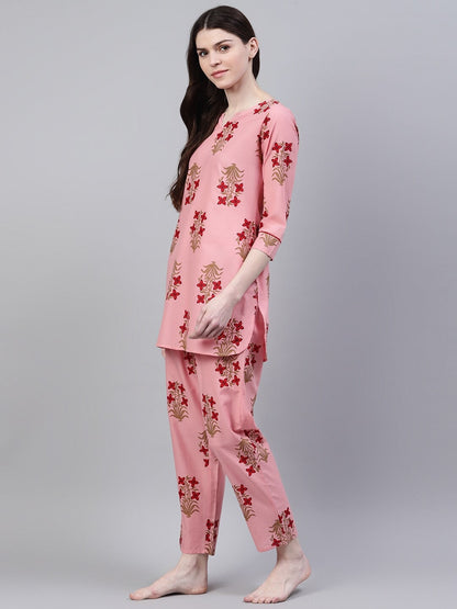 Cotton Floral Print Night Suit Set (Pre-Order)