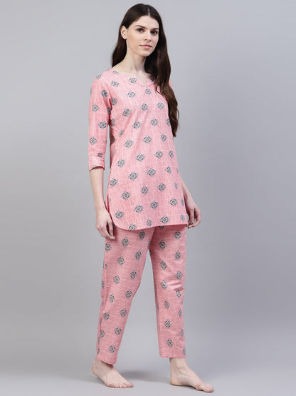 Cotton Floral Print Night Suit Set (Pre-Order)