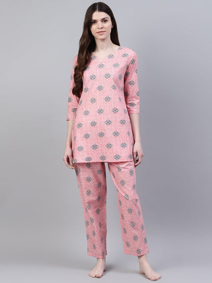 Cotton Floral Print Night Suit Set (Pre-Order)