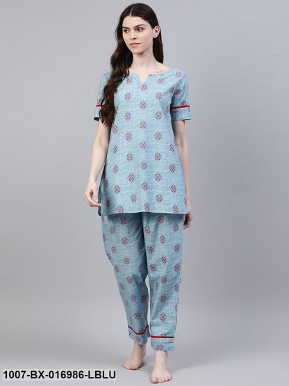 Cotton Floral Print Night Suit Set (Pre-Order)