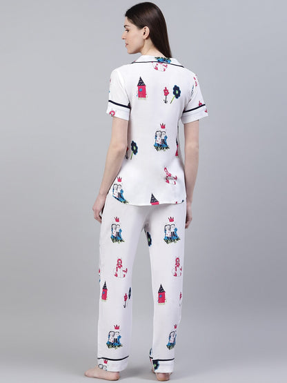 Rayon Abstract Printed Shirt & Pyjama set (Pre-Order)