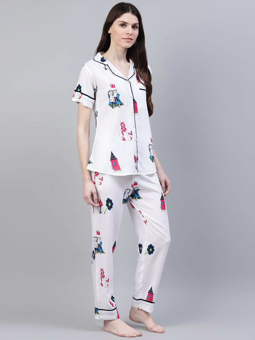 Rayon Abstract Printed Shirt & Pyjama set (Pre-Order)