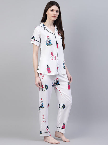 Rayon Abstract Printed Shirt & Pyjama set (Pre-Order)
