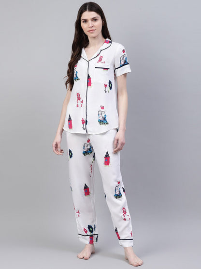 Rayon Abstract Printed Shirt & Pyjama set (Pre-Order)