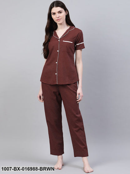 Cotton Self Design Shirt & Pyjama set (Pre-Order)