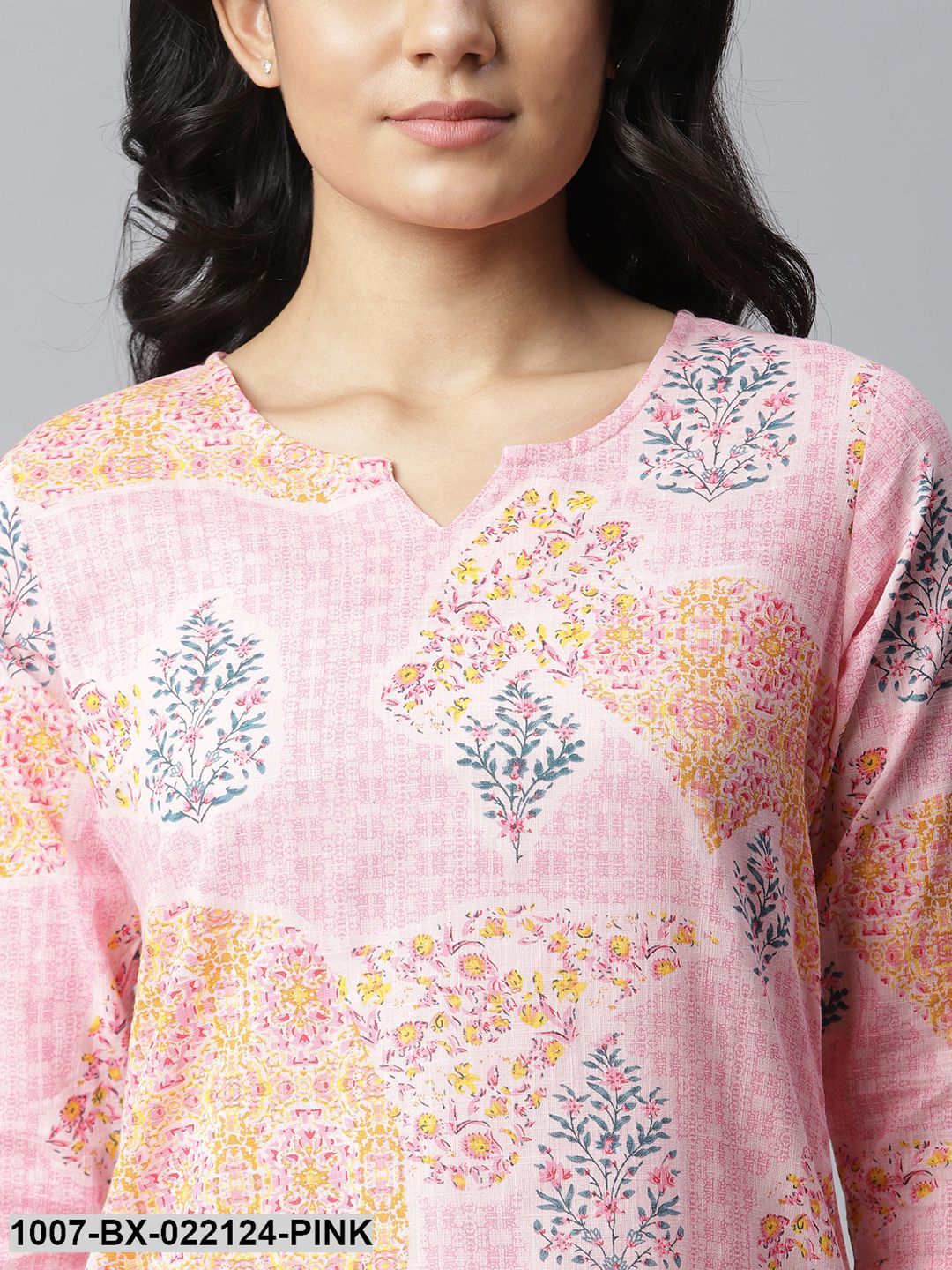 Women's Printed Cotton Slub Night Suit Set (Light Pink) (Pre-Order)
