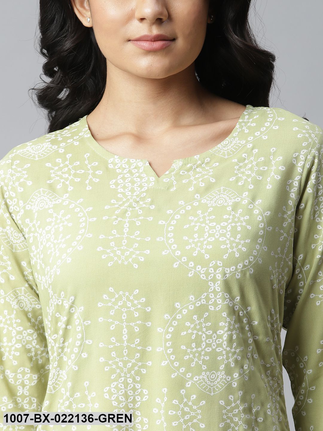 Women's Printed Rayon Night Suit Set (Light Green) (Pre-Order)