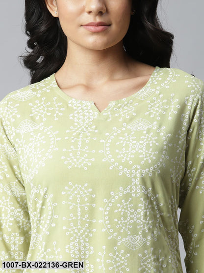 Women's Printed Rayon Night Suit Set (Light Green) (Pre-Order)