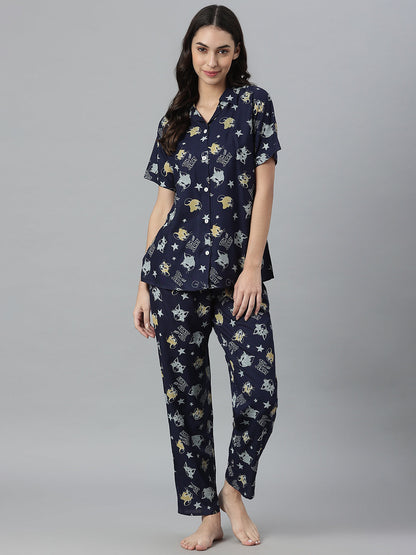 Printed Rayon Night Suit Set (Pre-Order)