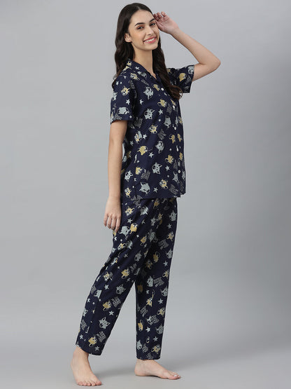 Printed Rayon Night Suit Set (Pre-Order)