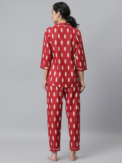 Ikat Printed Rayon Night Suit Set (Pre-Order)