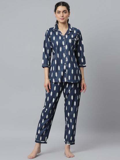 Ikat Printed Rayon Night Suit Set (Pre-Order)