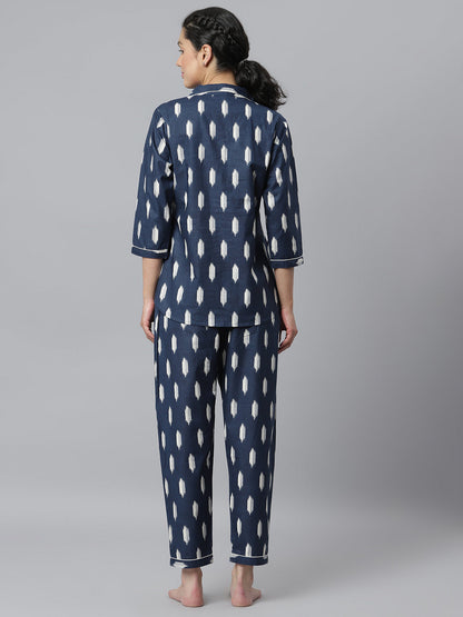 Ikat Printed Rayon Night Suit Set (Pre-Order)