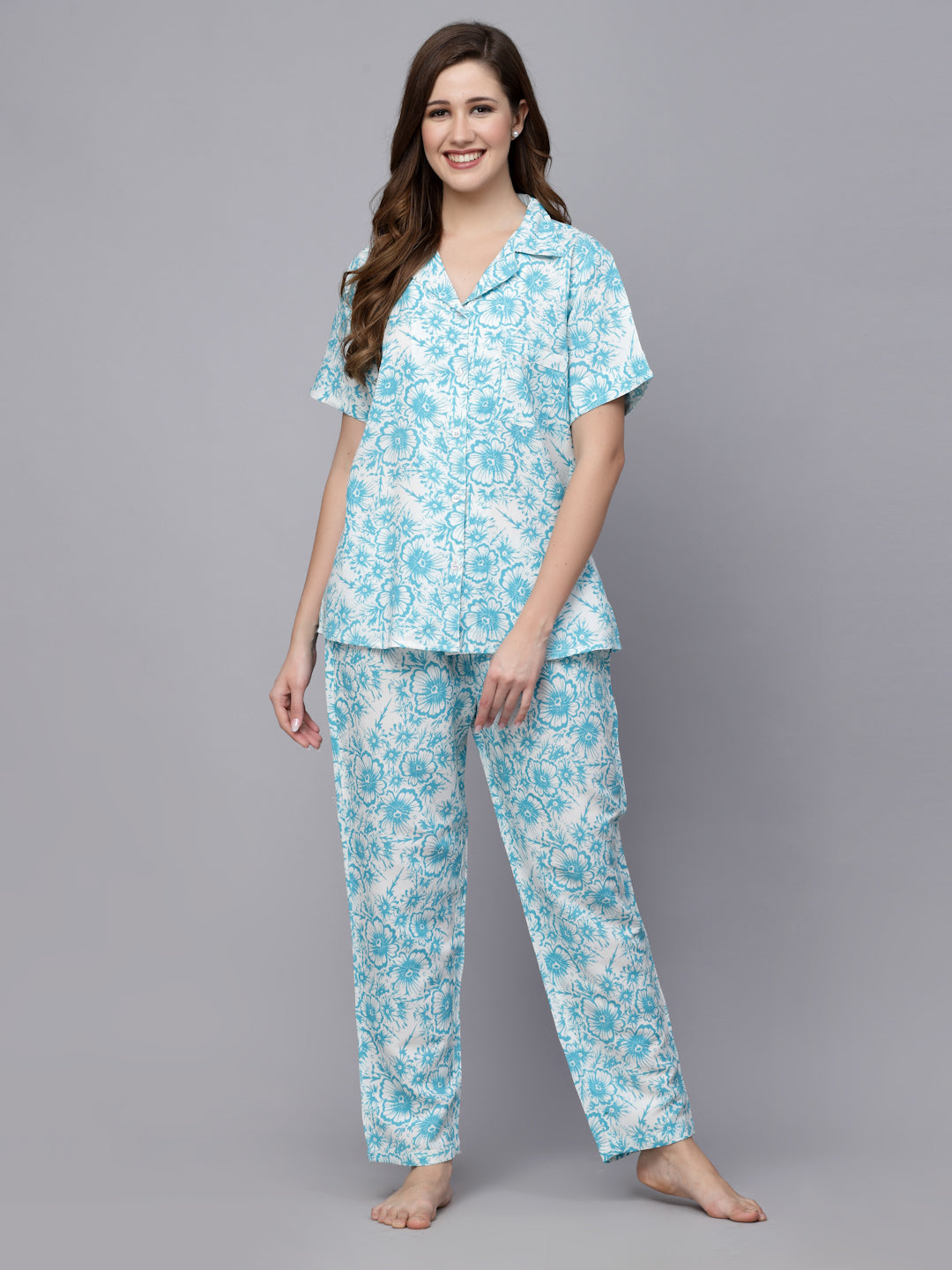 Floral Printed Rayon Night Suit (Pre-Order)