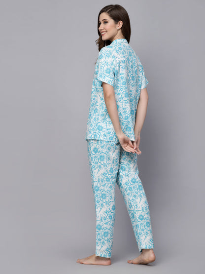 Floral Printed Rayon Night Suit (Pre-Order)