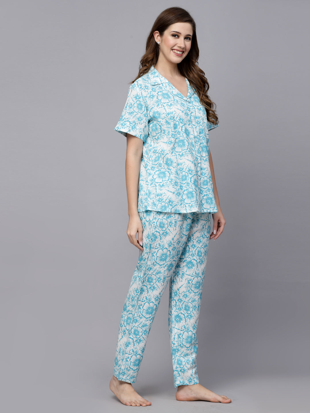 Floral Printed Rayon Night Suit (Pre-Order)