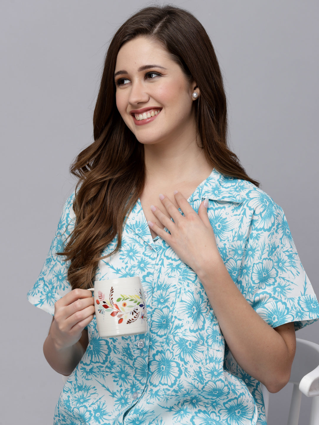 Floral Printed Rayon Night Suit (Pre-Order)