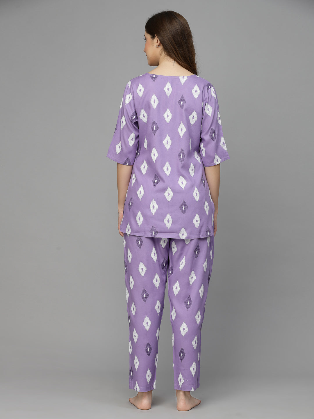 Ikat Print Rayon Night Suit Set (Pre-Order)