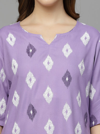 Ikat Print Rayon Night Suit Set (Pre-Order)