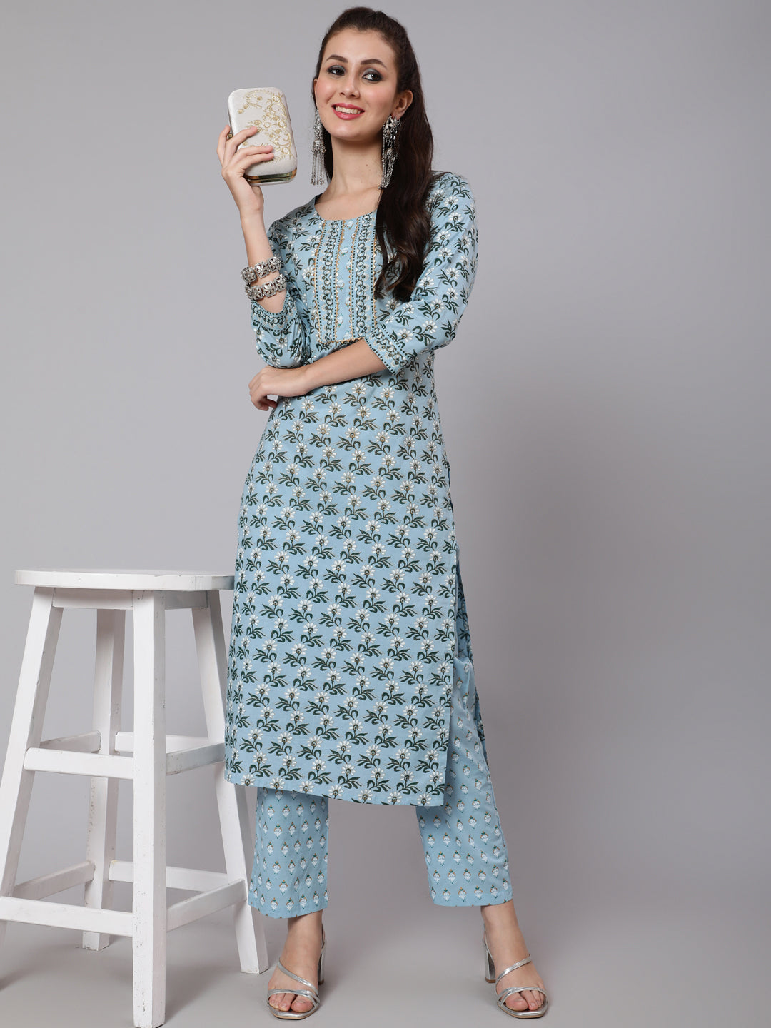 Glam Roots blue cotton printed kurta – wholesale supplier