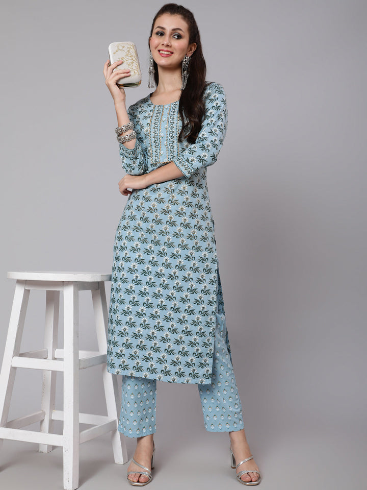 Glam Roots blue cotton printed kurta – wholesale supplier