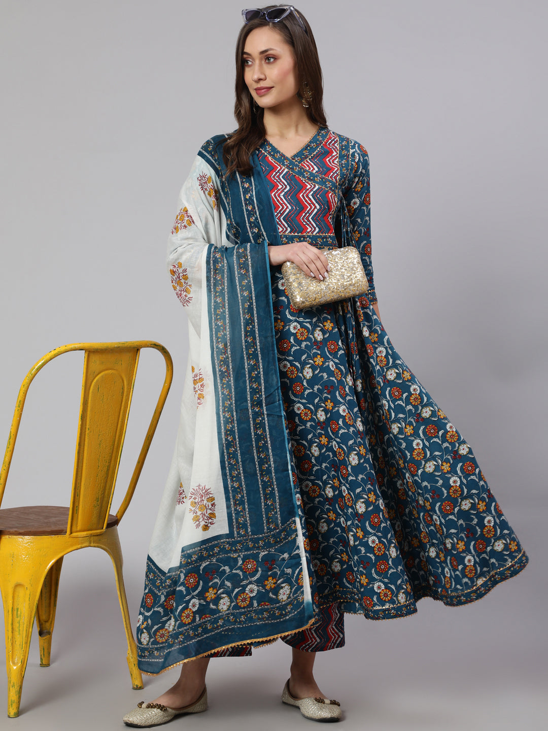 Glam Roots blue cotton printed kurta – wholesale manufacturer &amp; exporter from India