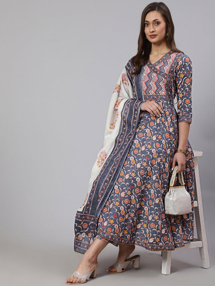 Glam Roots grey cotton printed kurta – wholesale manufacturer &amp; exporter from India