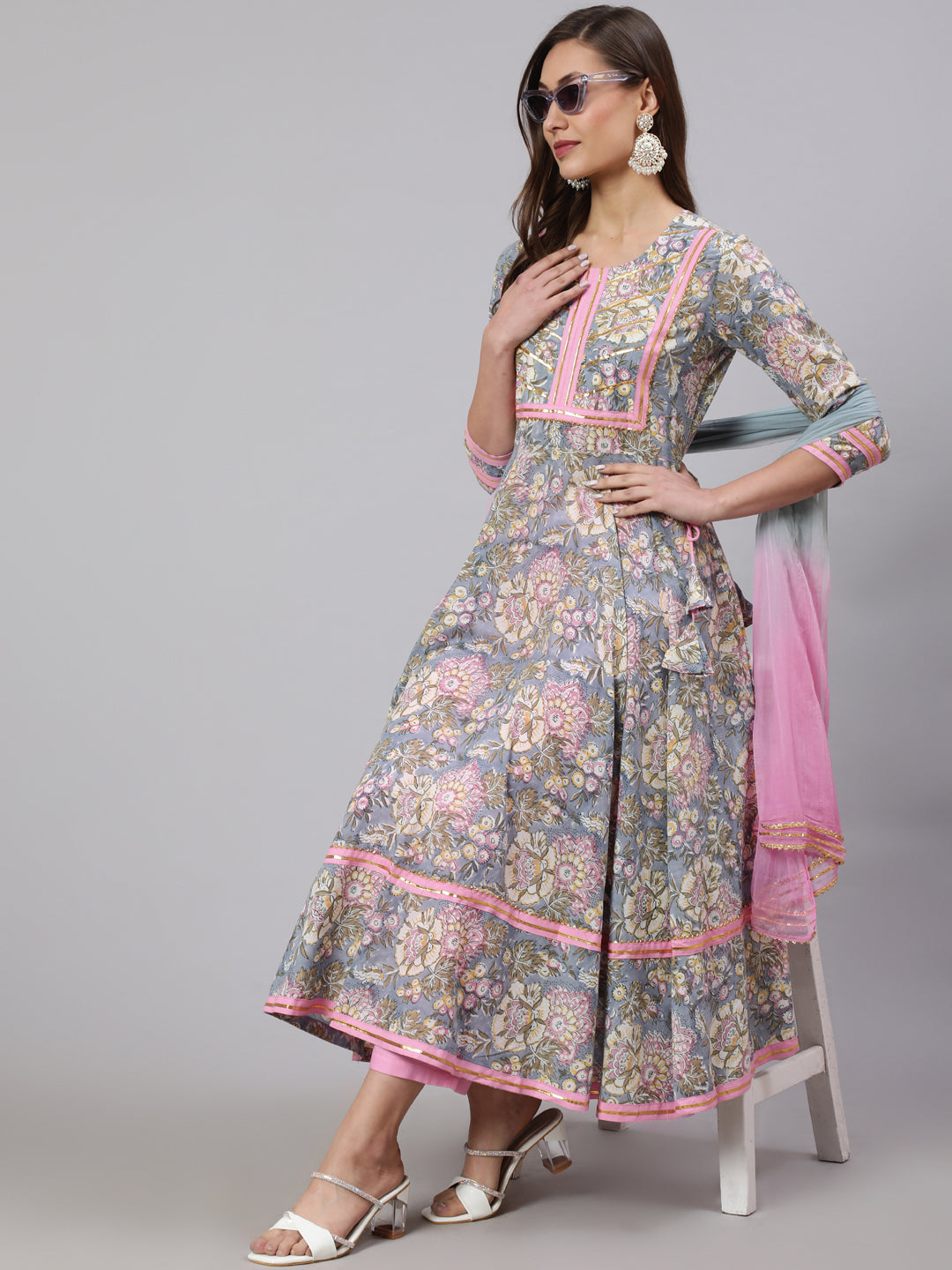 Glam Roots grey rayon printed kurta – wholesale manufacturer &amp; exporter from India