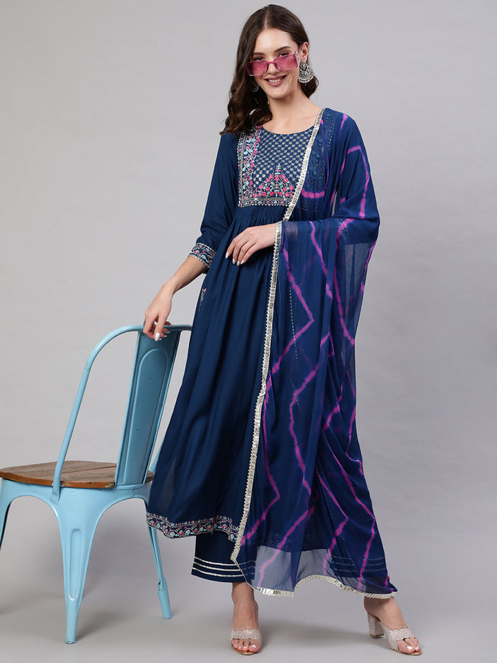 Glam Roots blue rayon embroidered kurta – wholesale manufacturer &amp; exporter from India
