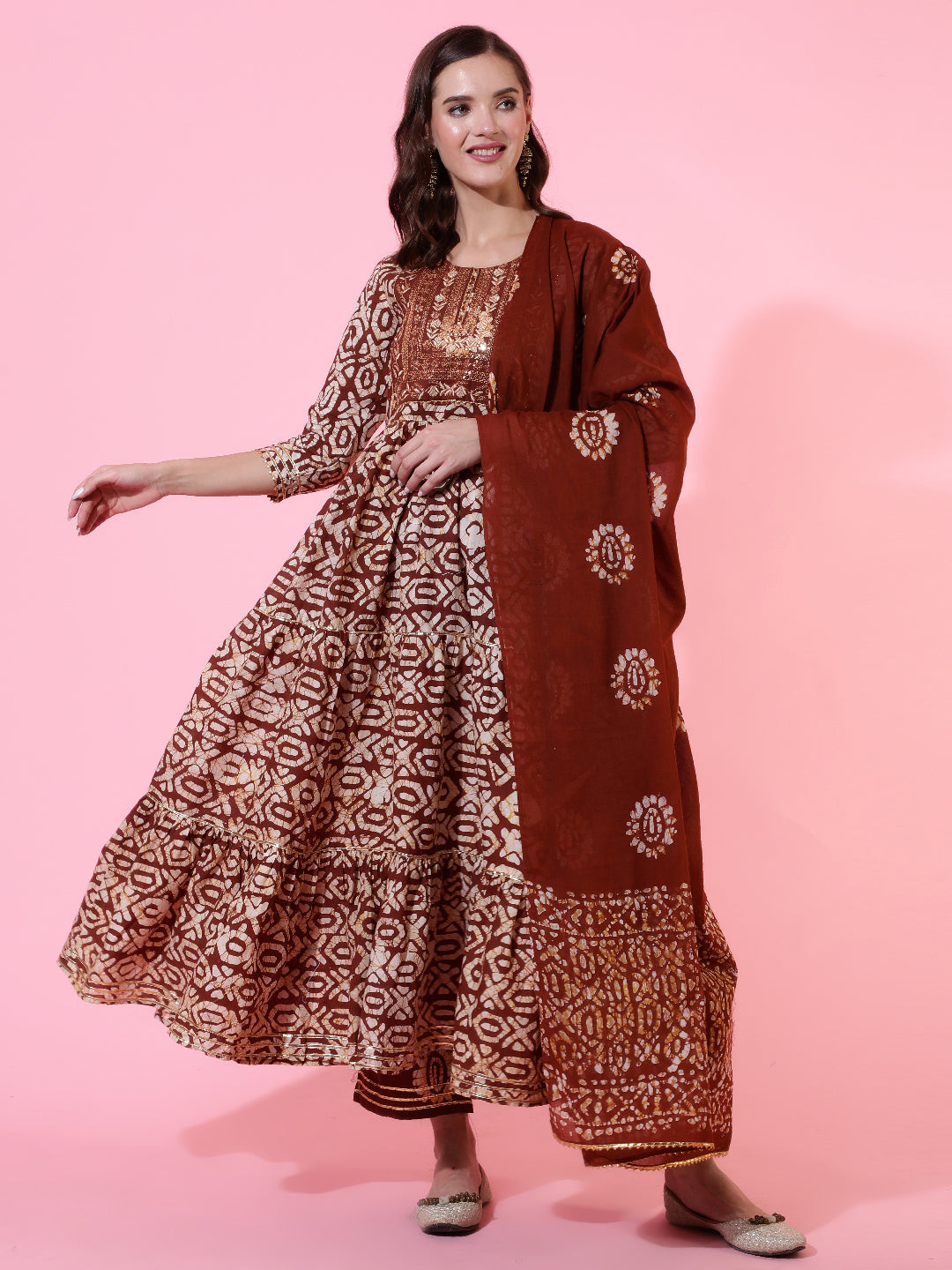 Glam Roots brown rayon printed kurta – wholesale manufacturer &amp; exporter from India