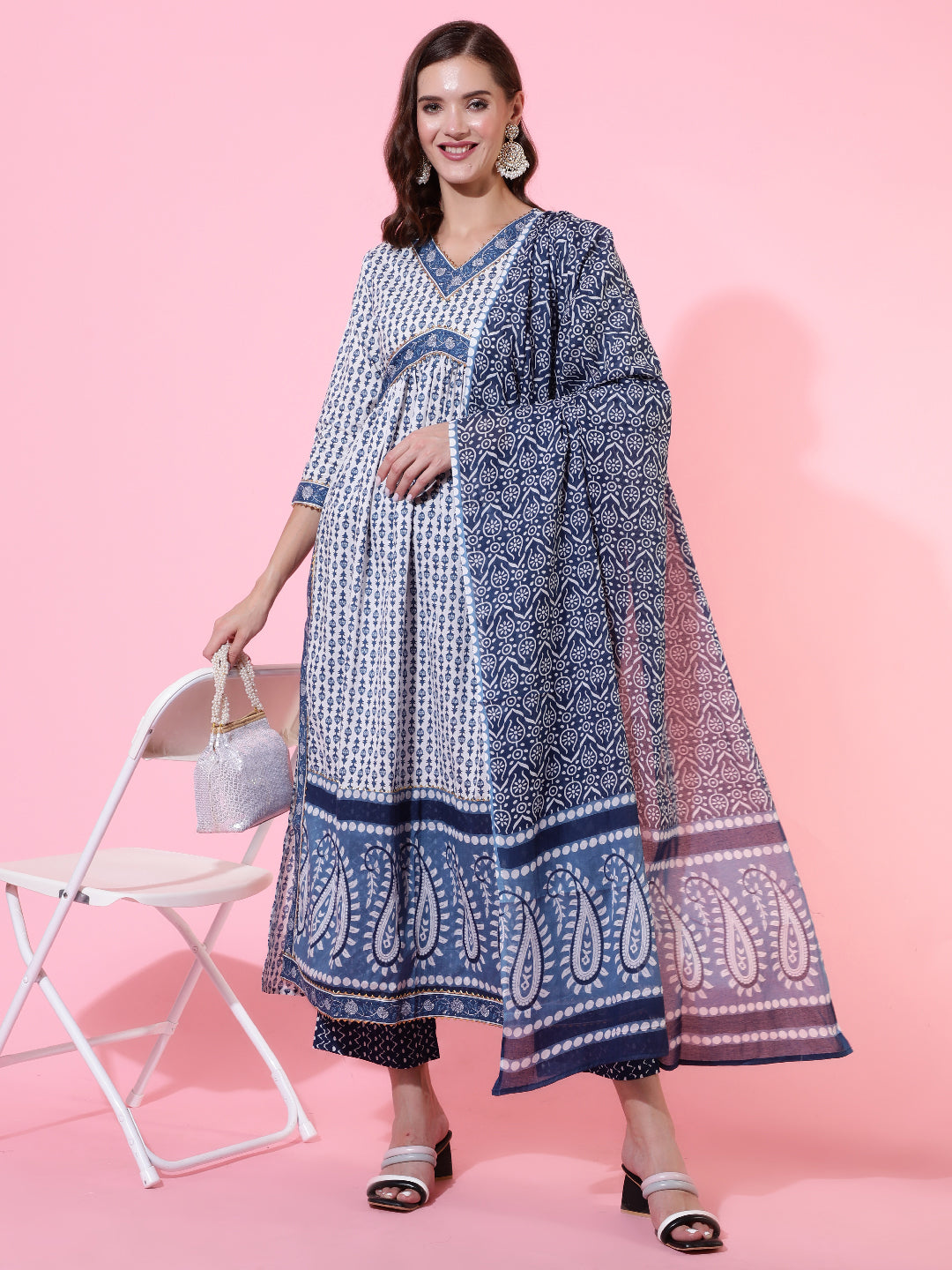 Glam Roots blue cotton printed kurta – wholesale manufacturer &amp; exporter from India