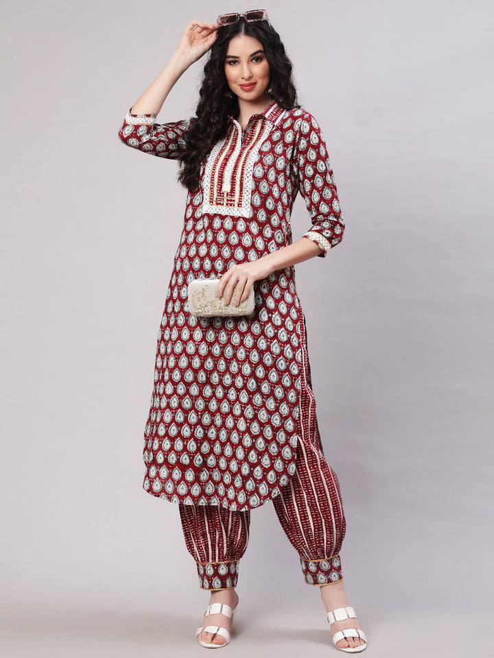 Glam Roots maroon rayon printed kurta – wholesale manufacturer &amp; exporter from India