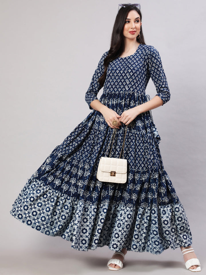 Glam Roots blue rayon printed kurta – wholesale manufacturer &amp; exporter from India