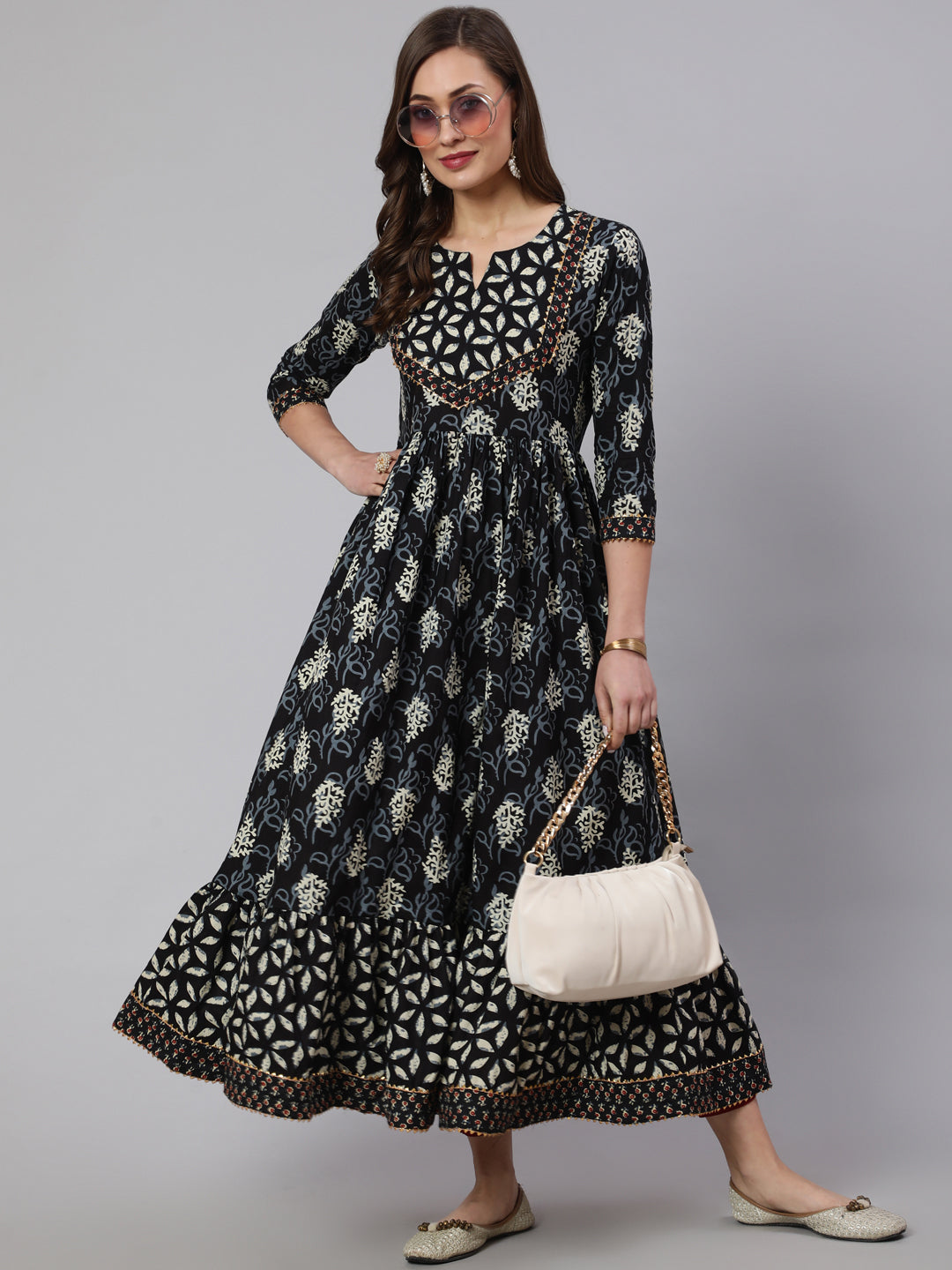 Glam Roots black cotton printed kurta – wholesale manufacturer & exporter from India
