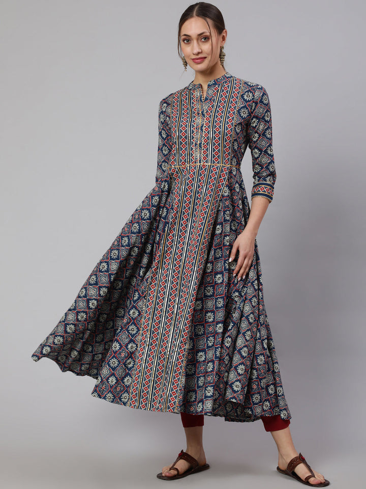 Glam Roots blue cotton printed kurta – wholesale manufacturer &amp; exporter from India