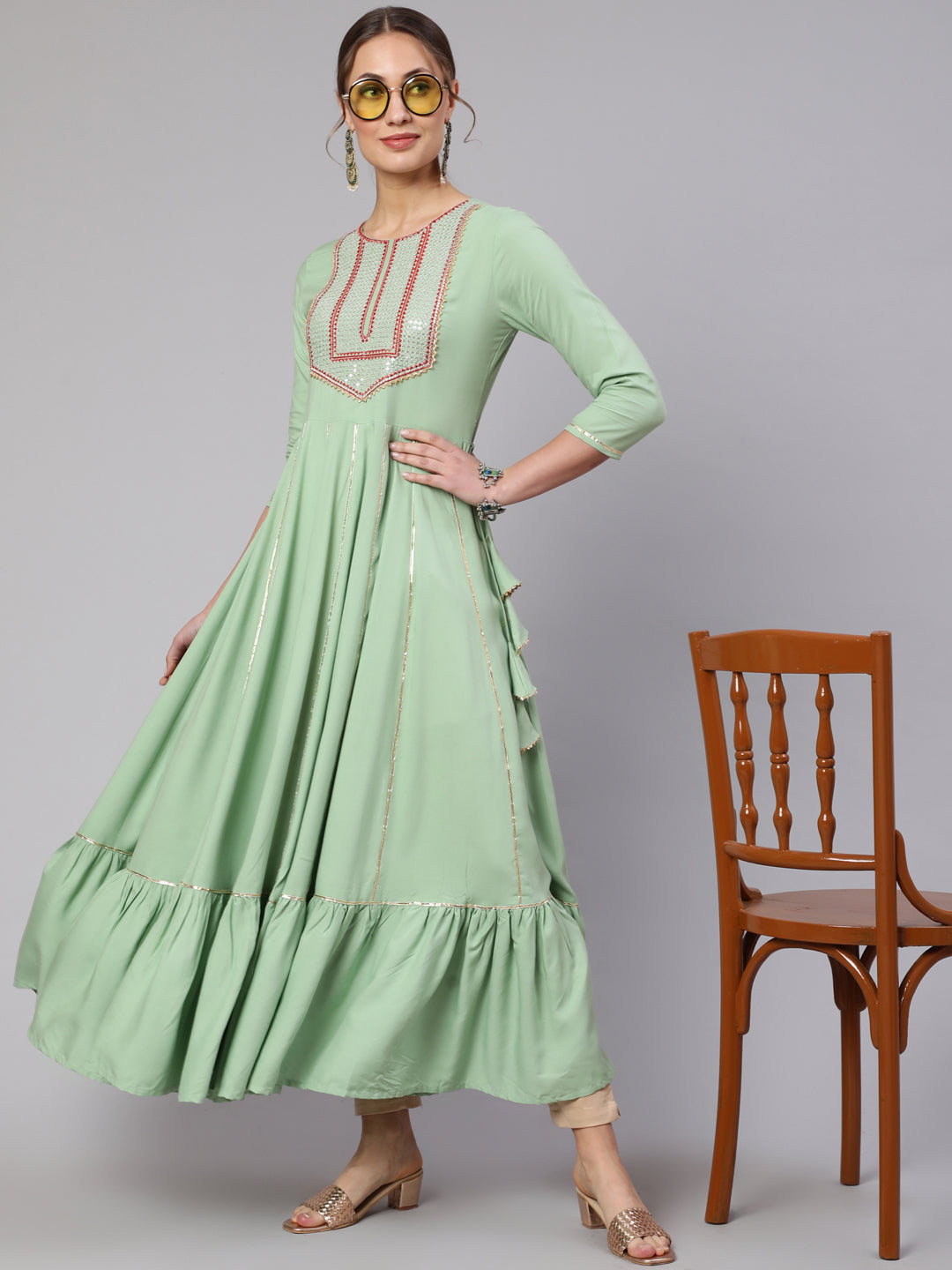 Glam Roots green rayon kurta – wholesale manufacturer & exporter from India