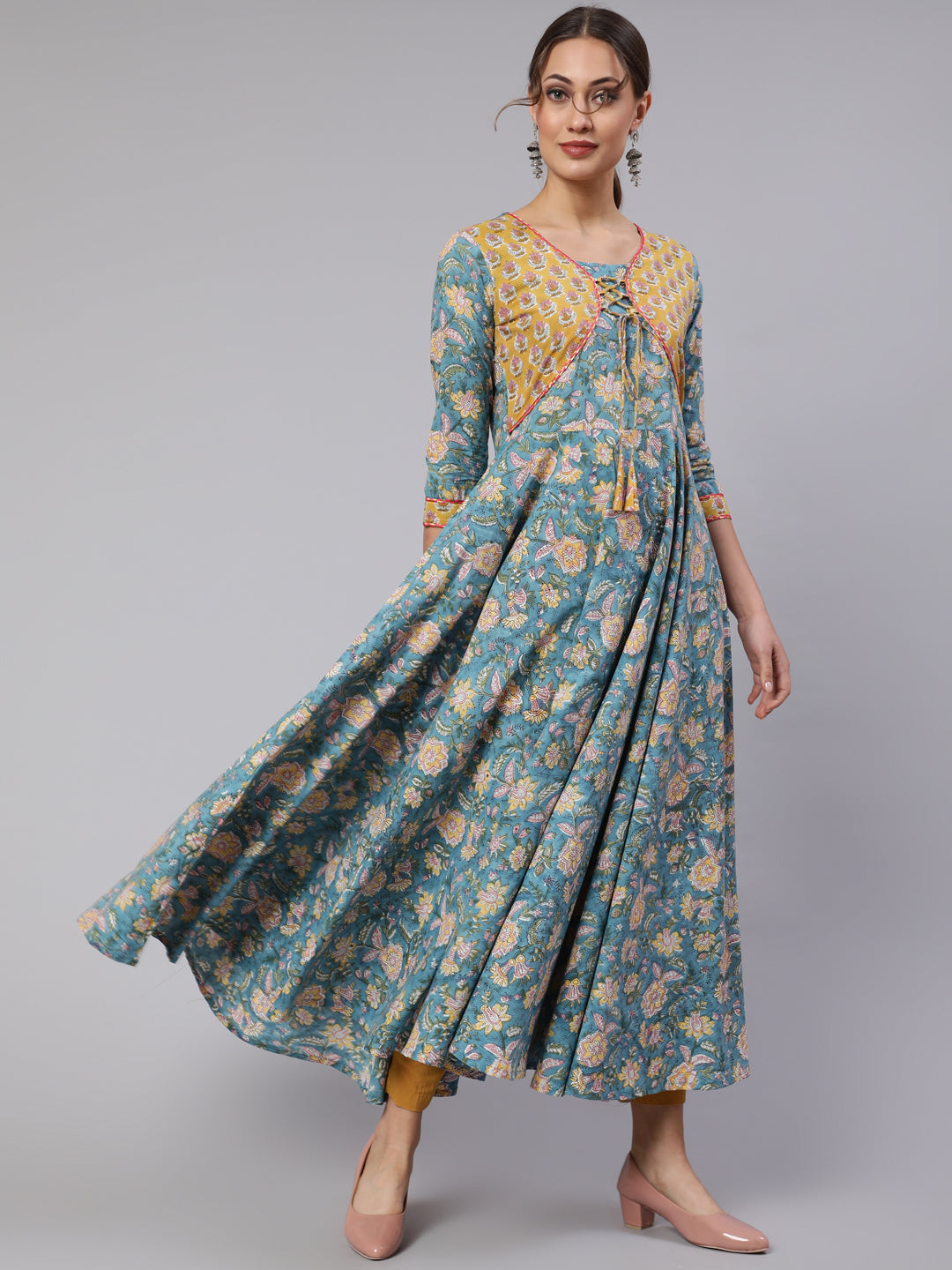 Glam Roots blue cotton printed kurta – wholesale manufacturer & exporter from India
