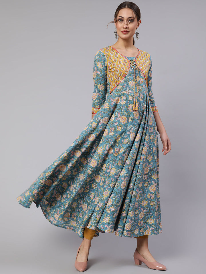 Glam Roots blue cotton printed kurta – wholesale manufacturer &amp; exporter from India