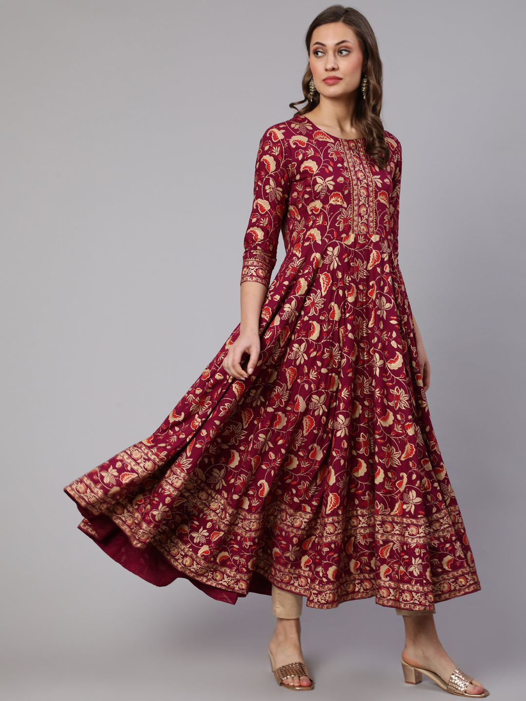 Glam Roots wine rayon printed kurta – wholesale manufacturer &amp; exporter from India