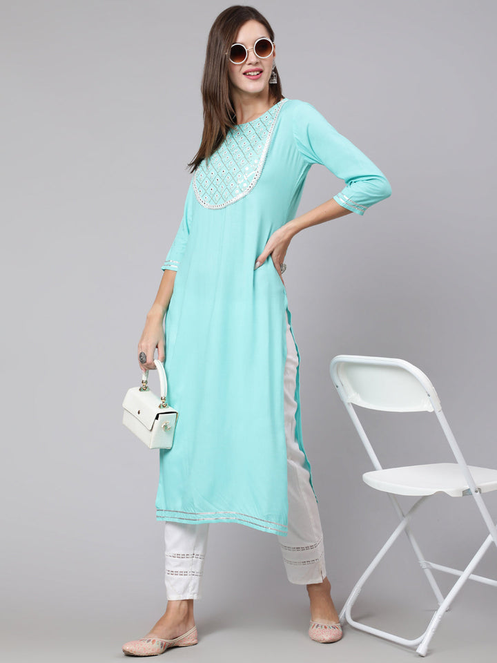 Glam Roots green rayon kurta – wholesale manufacturer &amp; exporter from India
