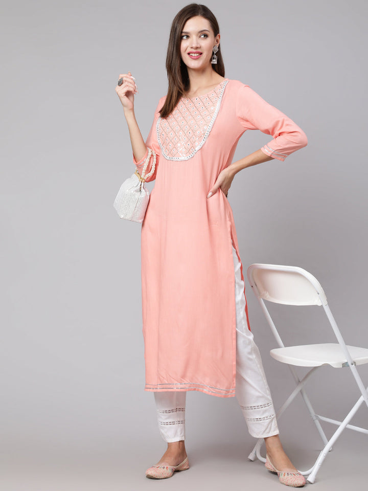 Glam Roots peach rayon kurta – wholesale manufacturer &amp; exporter from India