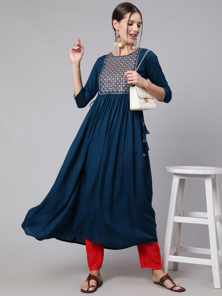 Glam Roots blue rayon kurta – wholesale manufacturer &amp; exporter from India