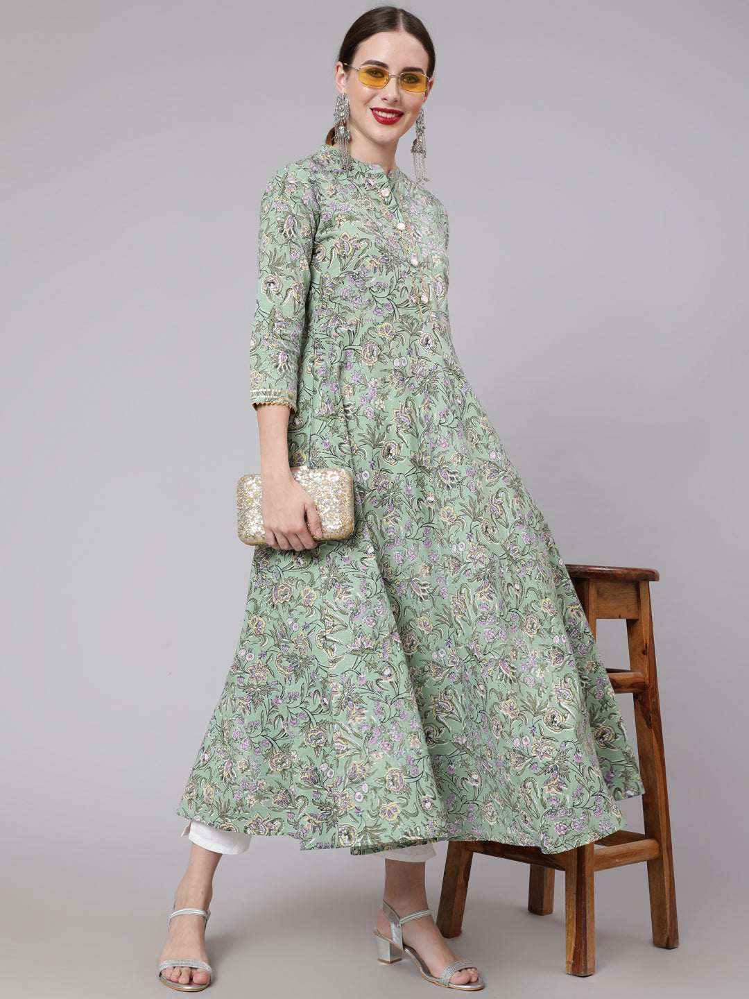 Glam Roots green cotton printed kurta – wholesale manufacturer &amp; exporter from India