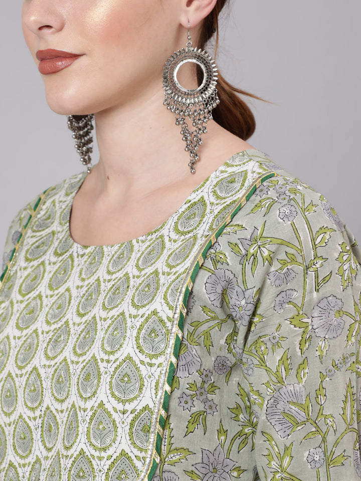 Cotton Printed Round Neck 3/4 Sleeve Anarkali Ankle Length Ethnic Kurta