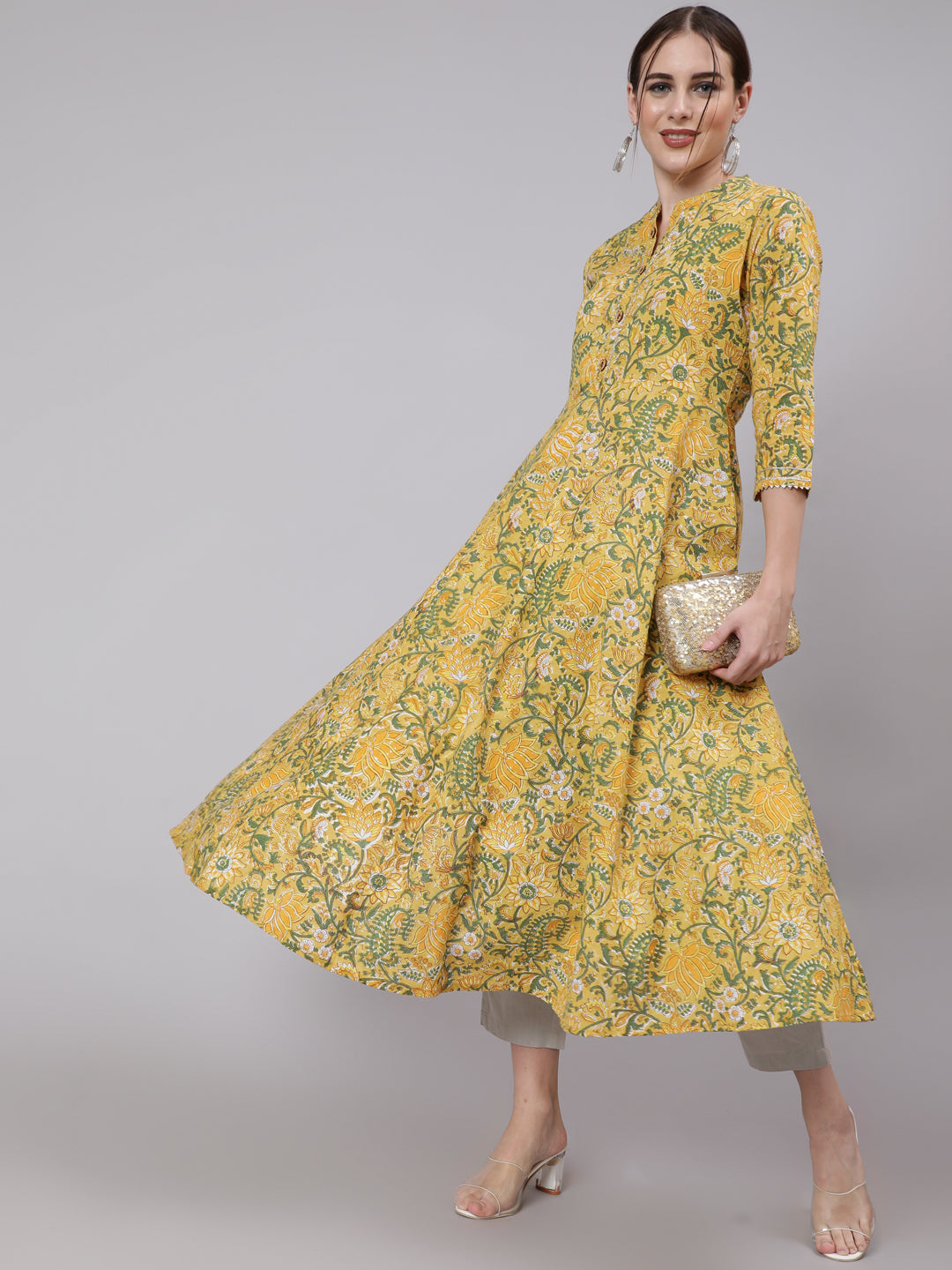 Glam Roots yellow cotton printed kurta – wholesale manufacturer & exporter from India