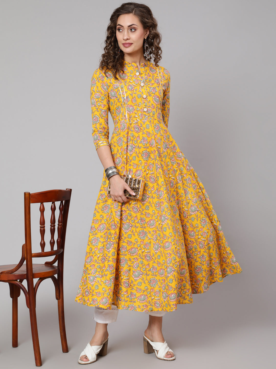 Glam Roots yellow cotton printed kurta – wholesale manufacturer &amp; exporter from India
